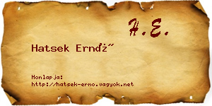 Hatsek Ernő névjegykártya